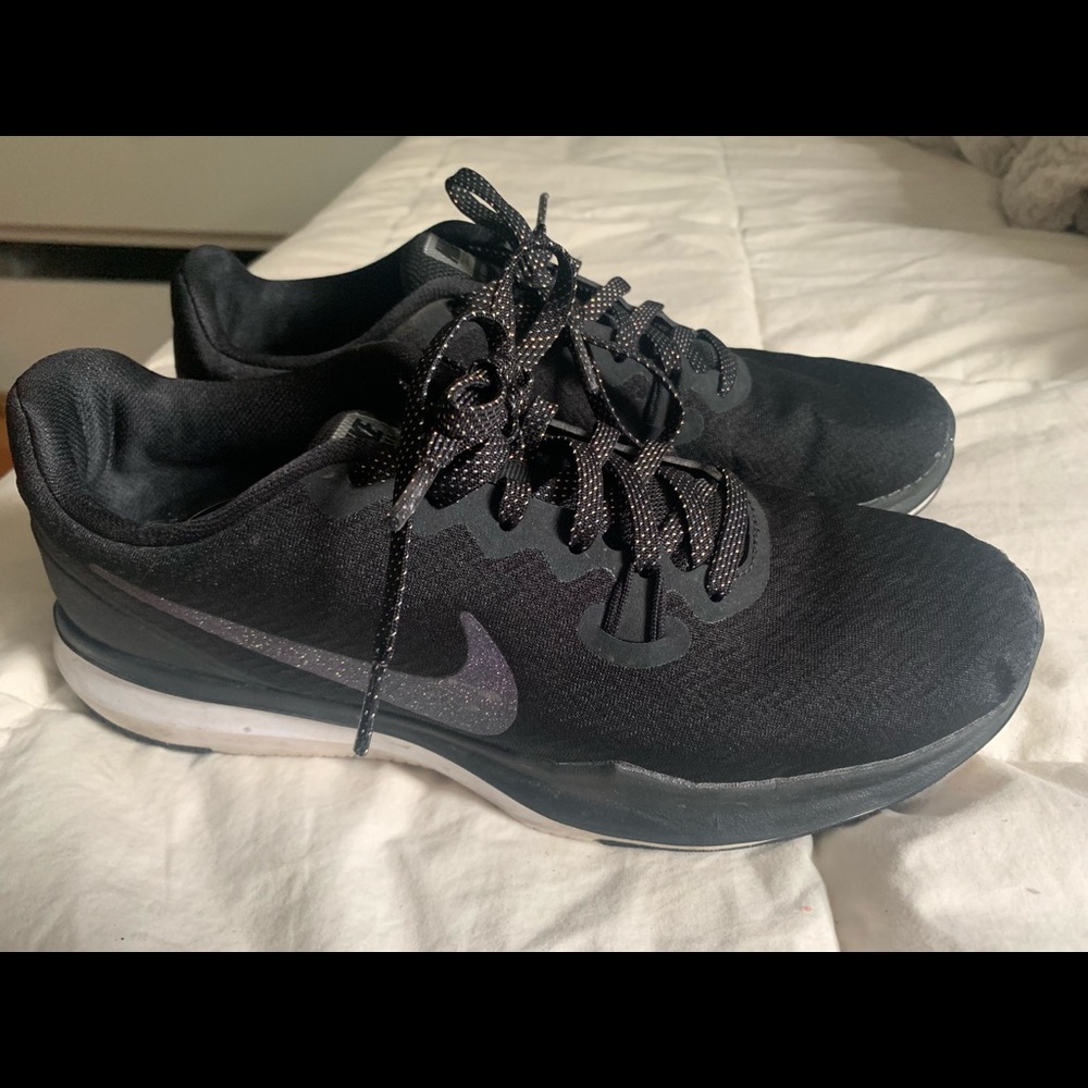Nike black training sneakers w purple/green logo